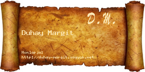 Duhay Margit névjegykártya